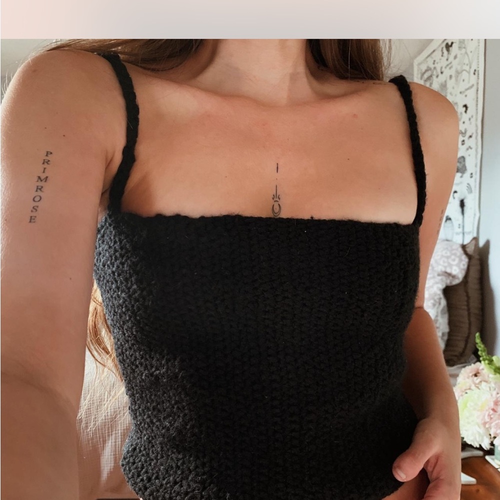 Black Handmade Knit Women's Top